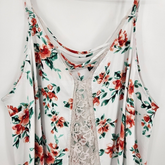 Torrid Lace Cami Georgette White Floral Plus Size 5X Sleeveless Tamk Top - Picture 3 of 7